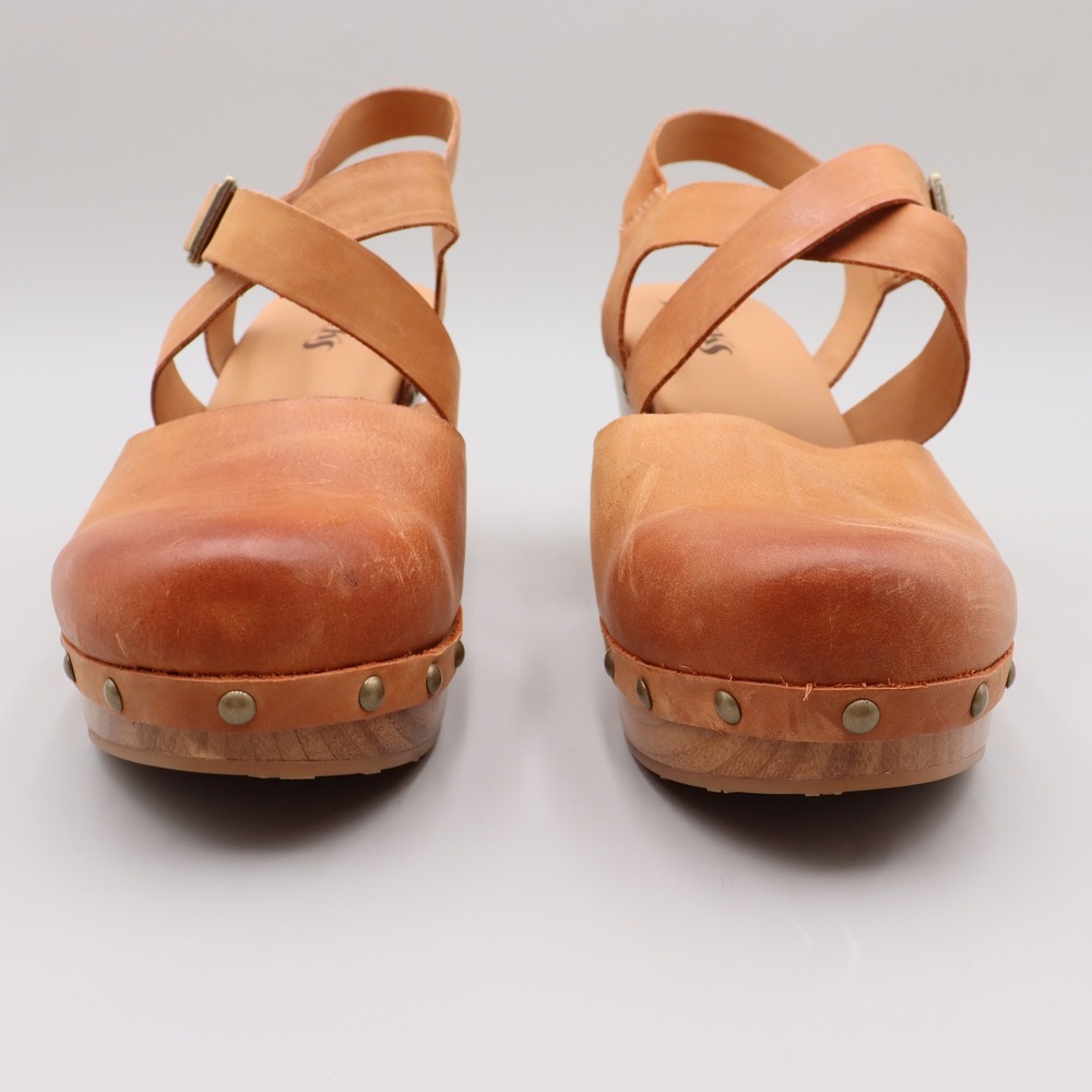 Korks Abloom Strappy Platform Slingback Pump Platform Clogs Size 11M Tan Studded - Picture 3 of 9